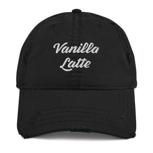 Vanilla Latte Embroidered Distressed Dad Hat