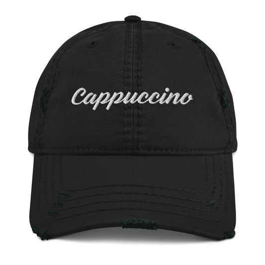 Cappuccino Embroidered Distressed Dad Hat